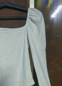 Ribbed Puff Sleeve Top