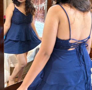 Navy Tiered Mini Dress