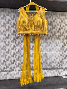 Embroidered Yellow Blouse n lehanga set