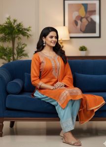 Organaza Heavy Wedding Orange Salwar Kameez Suit