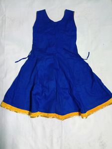 Beautiful Navy blue Knee Length Designated Frock