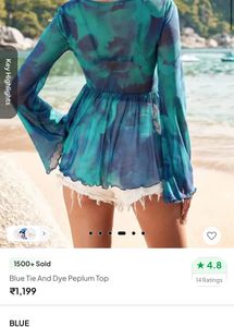 Blue Tie-Dye Peplum Top NEWME