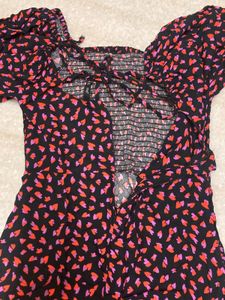 Y2k Black Red Flower Dress