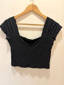 Black Square Neck Crop Top