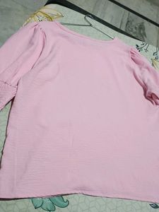 Pink Smocked Cuff Top