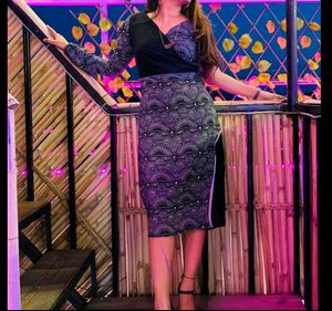 Patterned Wrap Dress - Size Medium