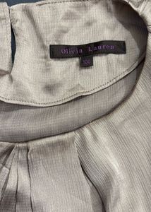 Elegant Greyish Silver Satin Top