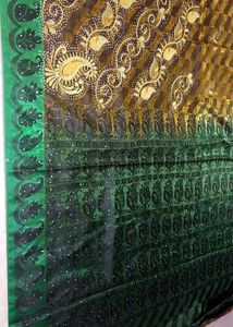 New Party Ware Brown &amp; Green Embroidered Saree