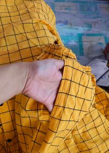 Yellow Checkered nightsuit set