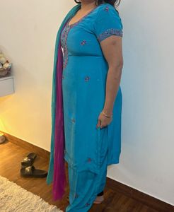 Stylish Blue Embroidered Salwar Suit