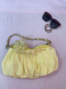 Yellow Floral Evening Bag