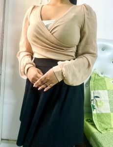 Beige Black Dress
