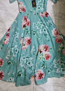 Womens Green Coloured Maxi Dress Gown .