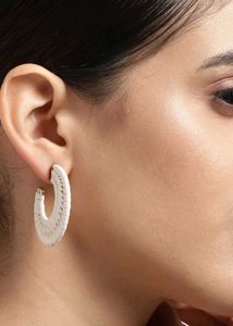 Off White Raffia Beige Hoop Earrings