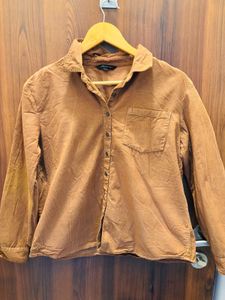 Brown Corduroy Button-Down Shirt