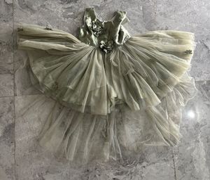 Enchanting Sage Green Tulle Party Dress for Girls