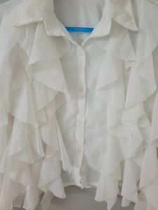 Ruffled White Top
