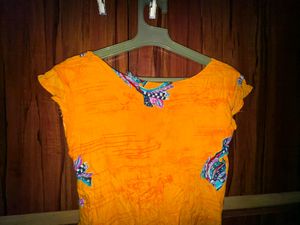 Umbrella kurti yellow coloured
