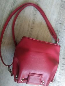Red Bucket Style Crossbody Bag