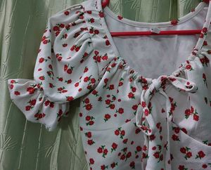 Floral Print Tie Front Top