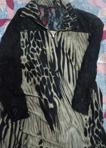 Animal Print Lace Sleeve Top
