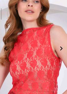 New Red Lace Sleeveless Top(Bargainable)