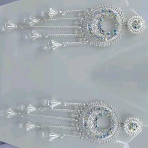 Silver-Tone Tikka Earring Set