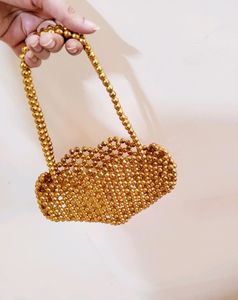 Golden Pearls/Beads Handmade Purse