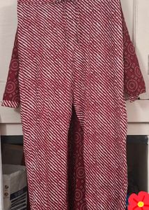 Red Printed Kurta Set