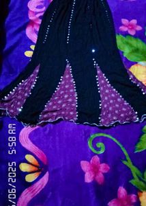 Rose Top And Black Long Skirt