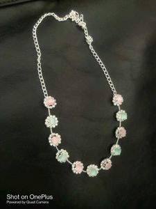 Pastel  Stone Choker Silver Necklace