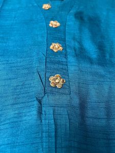 Pure Silk Embroidered Kurta With Pants