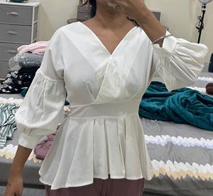 White Formal Peplum Top