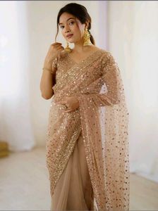Elegant Sequin Sparkles Saree ,🌷