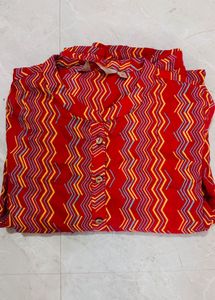Red Geometric Print Kurta