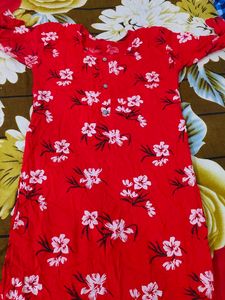 Red Floral Print Kurti
