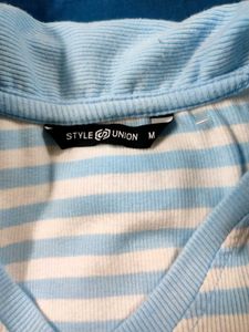 Ice Blue Striped Crop Top