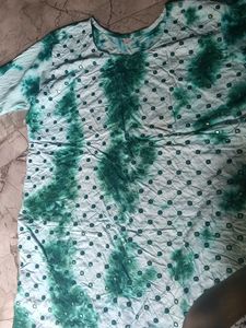 Green Tie-Dye Mirror Detail Kurti