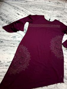 💜Beautiful Violet Designer Kurta And Plazzo Set