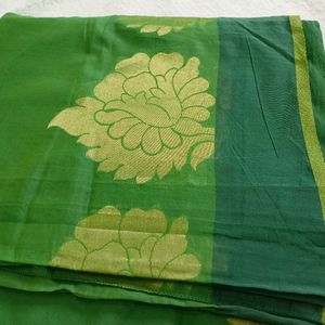 Green Brocade Banarasi Cotton Saree
