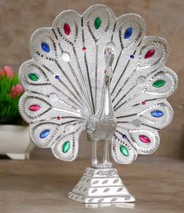 🦚Premium Aluminium Meenakari Peacock Figurine