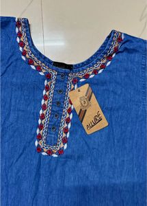 new Denim Embroidered Kurta