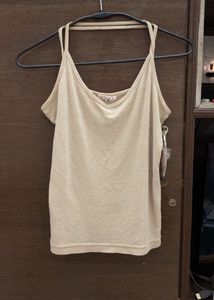 Cute Beige Sparkly Tank Top