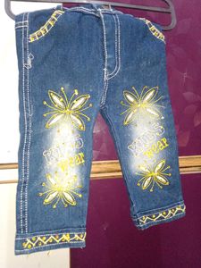 Denim Jeans With Yellow Top.