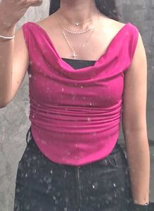 Pink Cowl Neck Top