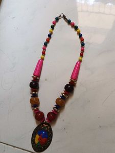 Vintage Colorful Glass Pendant Necklace