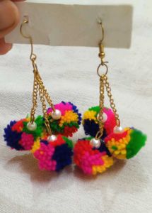 Colorful Pom-Pom Earrings