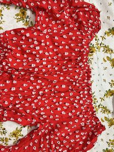 Red Floral Off-Shoulder Mini Dress