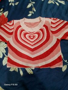 Heart Pattern Knit Top
