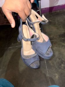 Navy Blue Heeled Sandals